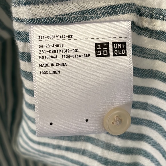 Uniqlo striped linen button up shirt - Picture 3 of 4